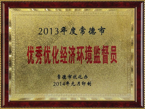 2013年度常德市優(yōu)秀優(yōu)化經(jīng)濟(jì)環(huán)境監(jiān)督員