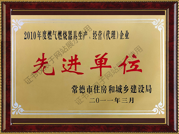 2010年度燃?xì)馊紵骶呱a(chǎn)、經(jīng)營(yíng)（代理）企業(yè)先進(jìn)單位