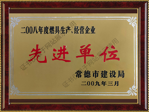 2008年度燃具生產(chǎn)、經(jīng)營(yíng)企業(yè)先進(jìn)單位